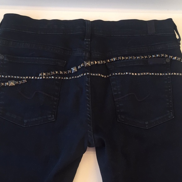 New, 7 for All Mankind, Black Jeans 2 studded 30 - Picture 15 of 15